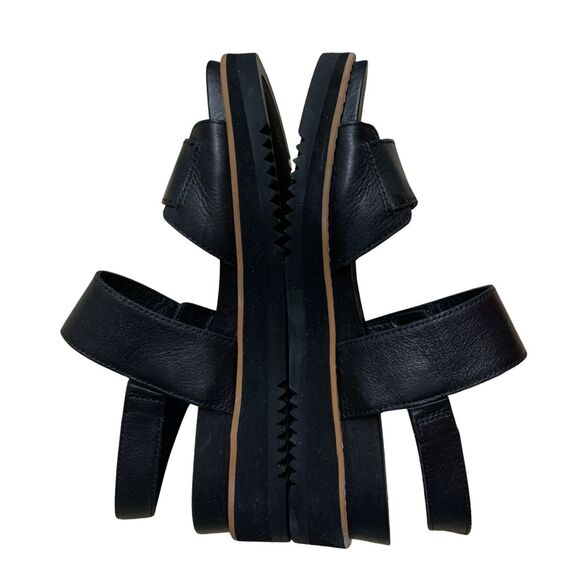 Eileen Fisher Black Leather Flatform Comfort Sandals Women’s Size 6.5 - Picture 5 of 11